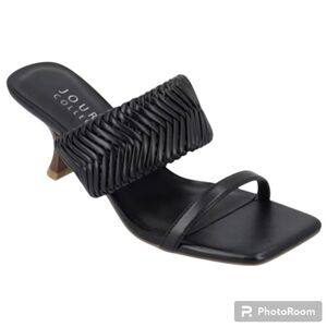 NIB Journee Collection Monyka Black Strappy Sandals Heels Women's 7 *DMG BOX*